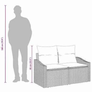 2-Sitzer Gartenbank mit Stauraum und Kissen Schwarz Poly Rattan