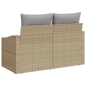 2-Sitzer Garten Sofa mit Stauraum und Kissen Beige Poly-Rattan