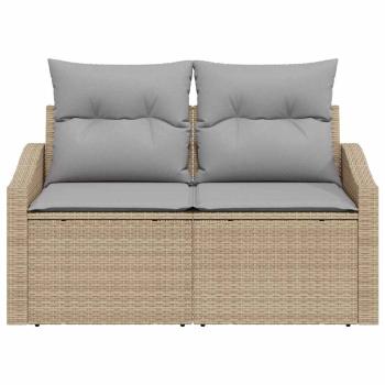2-Sitzer Garten Sofa mit Stauraum und Kissen Beige Poly-Rattan