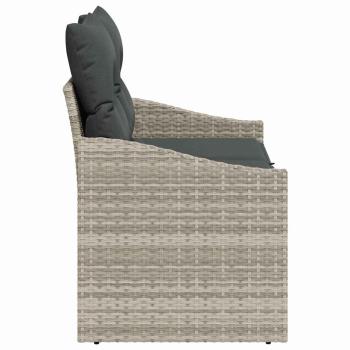 2-Sitzersofa für den Garten mit Stauraum und Kissen Grau Poly-Rattan