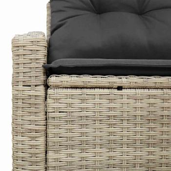 2-Sitzersofa für den Garten mit Stauraum und Kissen Grau Poly-Rattan