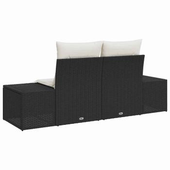 2-Sitzer Gartensofa mit Kissen Schwarz Poly Rattan