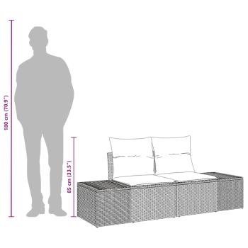 2-Sitzer Garten-Sofa mit Kissen Beige Poly-Rattan