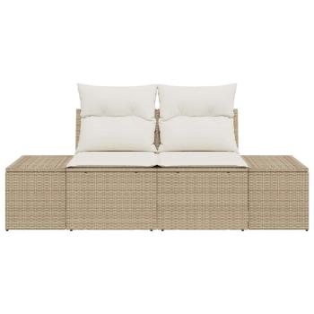 2-Sitzer Gartensofa mit Kissen Beige Poly Rattan