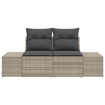 2-Sitzer Gartensofa mit Kissen Grau Poly Rattan