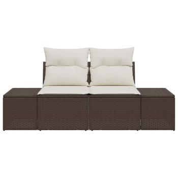 2-Sitzer Gartensofa mit Stauraum & Kissen Braun Poly Rattan
