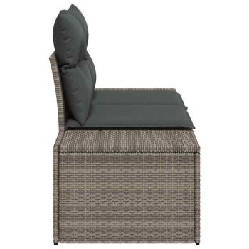 2-Sitzer Gartensofa mit Stauraum und Kissen Grau Poly Rattan