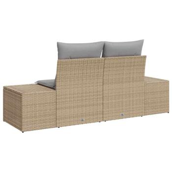 2-Sitzer Garten-Sofa mit Stauraum und Kissen Beige Poly Rattan