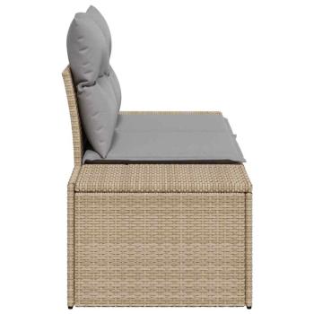2-Sitzer Garten-Sofa mit Stauraum und Kissen Beige Poly Rattan