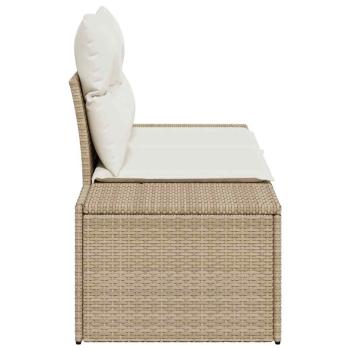 2-Sitzer Garten Sofa mit Stauraum und Kissen Beige Poly Rattan