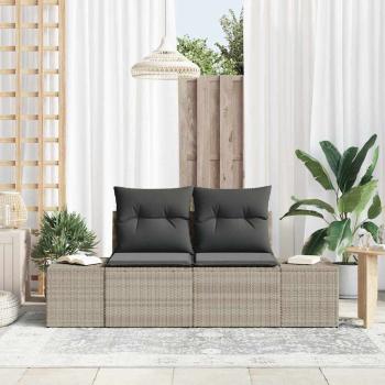 ARDEBO.de - 2-Sitzer Garten-Sofa mit Stauraum & Kissen Grau Poly Rattan