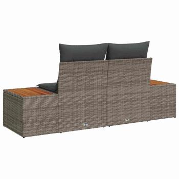 2-Sitzer Gartensofa mit Kissen Grau Poly Rattan
