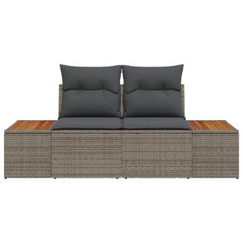 2-Sitzer Gartensofa mit Kissen Grau Poly Rattan