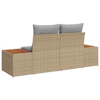 2-Sitzer Gartensofa mit Kissen Beige Poly Rattan