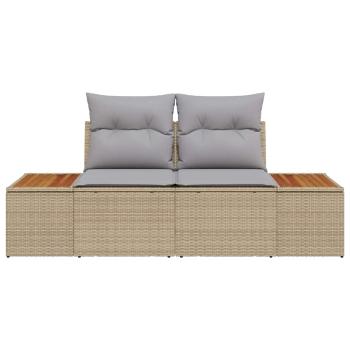 2-Sitzer Gartensofa mit Kissen Beige Poly Rattan