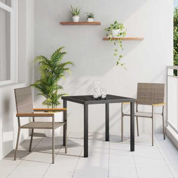 ARDEBO.de - Stapelbare Gartenstühle mit Kissen 2er-Set Grau Poly Rattan