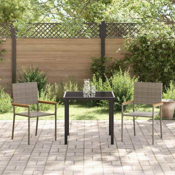 Stapelbare Gartenstühle mit Kissen 2er-Set Grau Poly Rattan