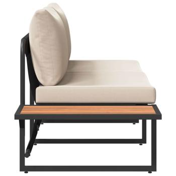 2-Sitzer Gartenbank mit taupefarbenen Kissen