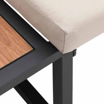 2-Sitzer Gartenbank mit taupefarbenen Kissen