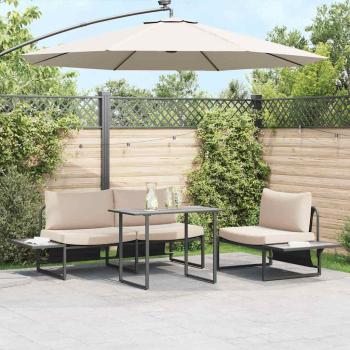 ARDEBO.de - Gartentisch Grau 100x55x70 cm DPC und Stahl