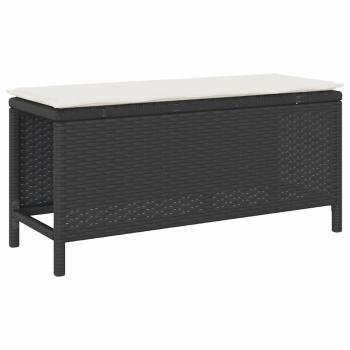 3-teiliges Garten-Essset mit Kissen Schwarz Poly Rattan Akazie