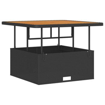 3-teiliges Garten-Essset mit Kissen Schwarz Poly Rattan Akazie