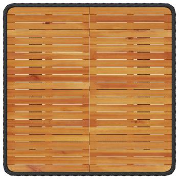 3-teiliges Garten-Essset mit Kissen Schwarz Poly Rattan Akazie