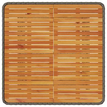 3-teiliges Garten-Esstischset mit Kissen Grau Poly-Rattan Akazie