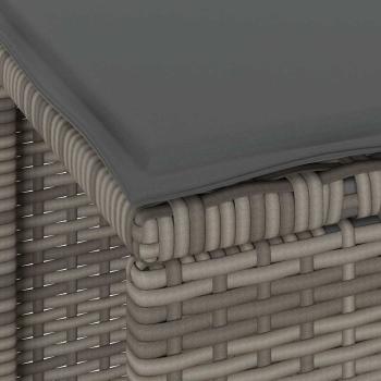 3-teiliges Garten-Esstischset mit Kissen Grau Poly-Rattan Akazie