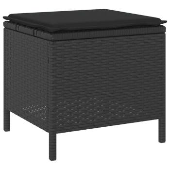 3-teiliges Garten-Dining-Set mit Kissen Schwarz Poly Rattan Akazie