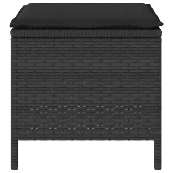 3-teiliges Garten-Dining-Set mit Kissen Schwarz Poly Rattan Akazie