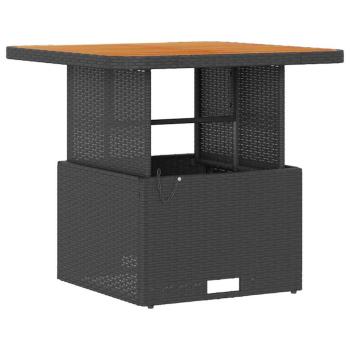 3-teilige Garten-Essgruppe mit Kissen Schwarz Poly Rattan Akazie