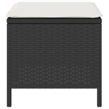 3-teilige Garten-Essgruppe mit Kissen Schwarz Poly Rattan Akazie