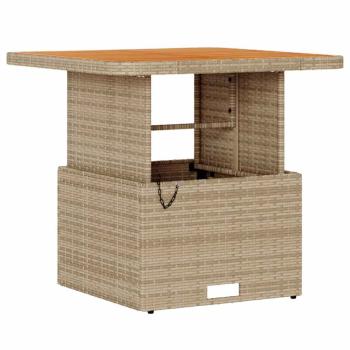3-teiliges Garten Esstisch Set mit Kissen Beige Poly Rattan Akazie