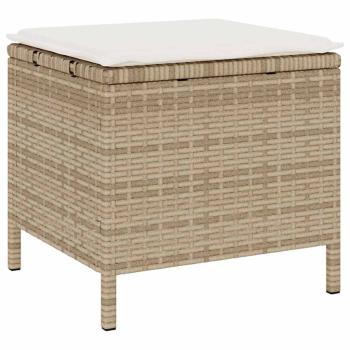 3-teiliges Garten Esstisch Set mit Kissen Beige Poly Rattan Akazie