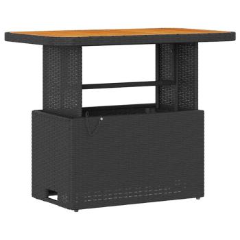 3-teiliges Garten-Esszimmer-Set mit Kissen Schwarz Poly Rattan Akazie