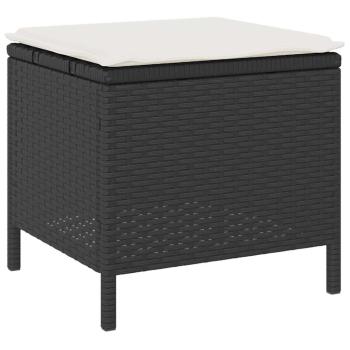 ARDEBO.de - 3-teiliges Garten-Essenset mit Kissen Schwarz Poly-Rattan Akazie