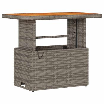 3-teilige Garten-Essgruppe mit Kissen Grau Poly Rattan Akazie