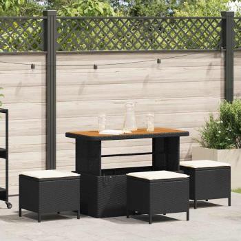 ARDEBO.de - 4-teiliges Garten-Esszimmer-Set mit Kissen Schwarz Poly-Rattan Akazie