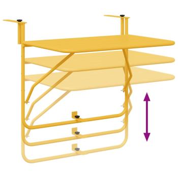 Klappbarer Balkon Tisch in Senfgelb ? 60x40 cm aus Stahl