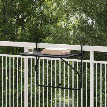 ARDEBO.de - Klapptisch für den Balkon Schwarz 60x40 cm aus Stahl