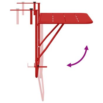 Klapptisch für den Balkon Rot 60x40 cm aus Stahl