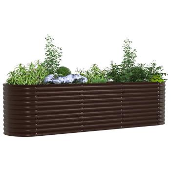 Hochbeet für den Garten, Braun, 320x80x81 cm, aus galvanisiertem Stahl