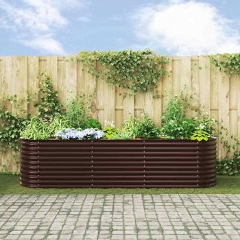 Hochbeet für den Garten, Braun, 320x80x81 cm, aus galvanisiertem Stahl