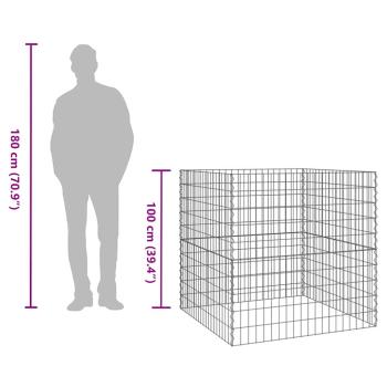 Gartenkomposter 100x100x100 cm aus verzinktem Stahl Quadrat