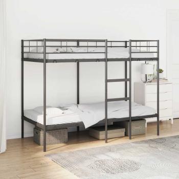 ARDEBO.de - Etagenbett ohne Matratze Schwarz 90x190 cm Stahl