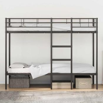 Etagenbett ohne Matratze Schwarz 90x190 cm Stahl