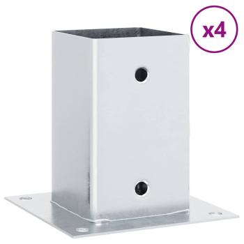 Pfostenträger Quadratisch 4Stk. Silber 91x91mm Verzinkter Stahl