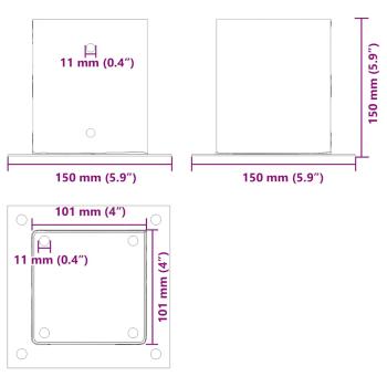 Pfostenträger Quadrat 12 Stk. 101x101mm Stahl Pulverbeschichtet