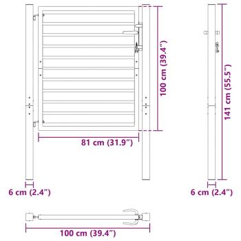 ARDEBO.de - Gartentor Abschließbar Schwarz 100x100 cm Aluminium